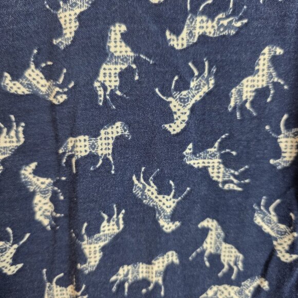 Red Camel Dress Womens XS Blue Paisley Horse Print Rayon Boho Tunic Long Sleeve - Picture 7 of 12